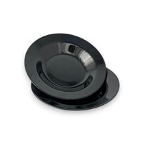 02 Pratos Fundos de Sobremesa Vidro Opalino Preto 20cm Flare 02 Pratos Fundos de Sobremesa Vidro Opalino Preto 20cm Flare