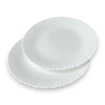 02 Pratos Rasos Refeição Vidro Opalino Branco 25cm Versus