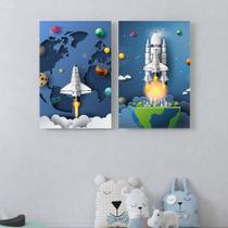 02 quadros infantil de foguete