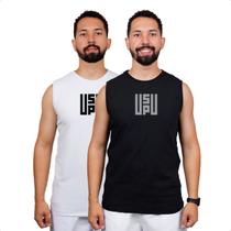 02 Regata Camiseta Cavada Masculina Camisa Canelada Academia Treino Tecido Com Elastano Fresco Sol