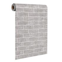 02 Rolos Papel de Parede Auto Adesivo Tijolo Cinza 45cm x 5mt