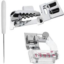 02 Sapatilha Calcador Dobrar Pregar Vies + Agulhao Passador