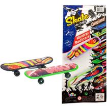 02 Skates De Dedo Mini Fingerboard Infantil Colorido Kit Com 02 Unidades - Mini Toys