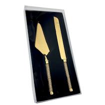 02 Talheres Bolo Dourado Espátula Faca Cabo Strass Wolff 02 Talheres Bolo Dourado Espátula Faca Cabo Strass Wolff