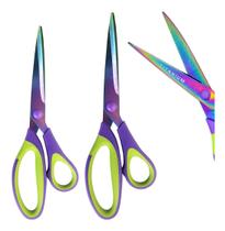 02 Tesouras Multiuso Costura Hobby Lamina Titanio 19cm 21cm