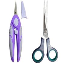 02 Tesouras Precisao Ponta Fina Soft Confortavel Acabamentos Kit