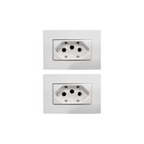 02 Tomada Moveis Margirius 2P T Branca 20A 250V Nbr 14136