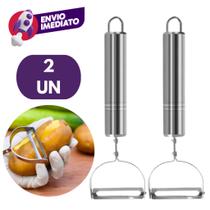 02 Un Descascador De Legumes Vegetais Frutas Batatas Aço Inox Multiuso 17cm