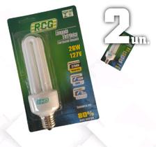 02 un. Lampada Fluorescente Amarela Rcg Nova 127v 26w 2700k