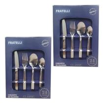 02 Und Conjunto De Talheres Inox Classic 24 Peças Fratelli