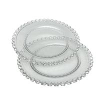 02 Unidades de Pratos de Sobremesa em Cristal Diamante 19cm