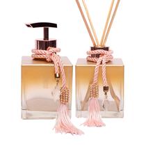 02 Vidros Cubo Degrade Dourado Sabonete Luxo + Aromatizador