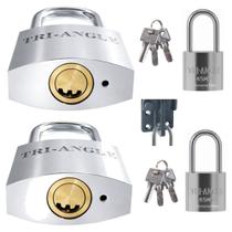 02 X Cadeado TrianGle 45mm Chave Atomica Anti-micha Para Armario Corrente Vitrine Portão