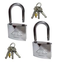 02 x Cadeados chave tripla proteção reforçado resistente prevenção antifurto 63mm com 03 chaves