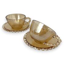 02 Xícaras e Pires Chá 200ml Cristal Âmbar Luster Lhermitage