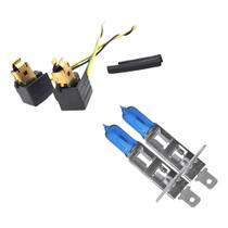 02x Soquete Plug Conector + 02x Lâmpada H1 Azul