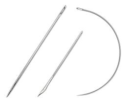 03 Agulhas Olho Cordonê Cordão Linha Encerada 1mm Couro