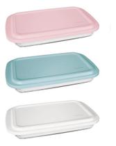 03 Assadeira Marinex Retangular Com Tampa 2,2 Litros