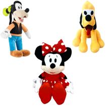 03 Brinquedos Pelucia Minnie 45cm Pluto e Pateta 35cm Turma do Mickey Antialergico - Pelúcia