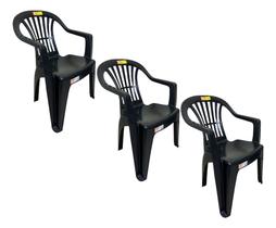 03 Cadeira Poltrona Boa Vista 120kg Preta Antares