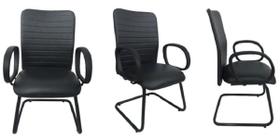 03 Cadeiras para Escritório Encosto Gomado Livorno Preto - Design Office Móveis