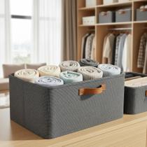 03 Caixas Organizadora Roupa Cesto Dobrável 42x28x25 Duhome Conjunto Caixas Organização Casa Guarda Roupa Tecido com Alça Desmontável Organização