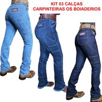 03 Calças Jeans Feminina Carpinteira Os Boiadeiros Kit_03CarpFemBoiad