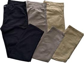 03 Calças masculina sarja basica estilo social slim com elastano diversas cores