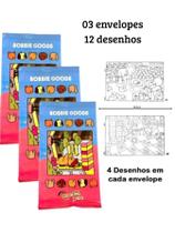 03 Cards para colorir Bobi guds 12 desenhos colecionaveis papelaria desenho famosos para pintar