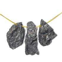 03 Cascalho Quartzo Preto Natural Furo Vazado 20 a 30mm