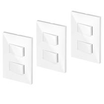 03 Cj Interruptor Simples 2 Teclas Completo Blux Branco Glos