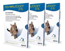 03 Combos Antipulgas Revolution 6% Gatos 2,6 E 7,5 Kg - Zoetis