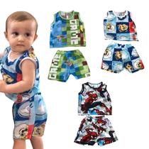 03 Conjuntos Fofinhos Bebê Menino Verão Shorts Regata