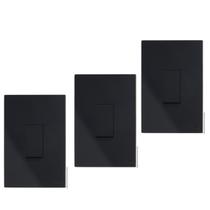 03 Conjuntos Interruptor Paralelo 4x2 - Recta Black Fosco