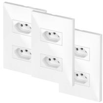 03 Conjuntos Tomadas Elétrica Dupla 10 A 4x2 Recta Branco Gl