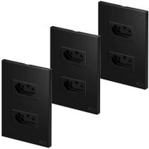 03 Conjuntos Tomadas Elétrica Dupla 10 A 4x2 Recta Preto San