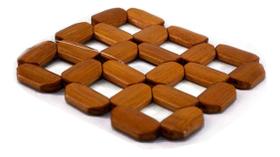 03 Descansos Panela Mesa Cozinha 12,5cm Bambu Jogo Americano