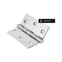 03 Dobradiça Inox Com Rolamento 3,5 X 3 Cromada para 100 kg