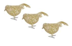 03 Enfeite Passarinho Presilha Glitter Decoração De Natalino 03 Enfeite Passarinho Presilha Glitter Decoração De Natalino