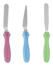 03 Espatulas Inox Decorar Alisar Bolo Kit Confeitaria