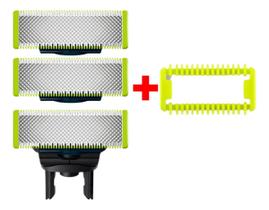 03 Laminas Refil + 01 Pente P/ Barbeador Oneblade Philips