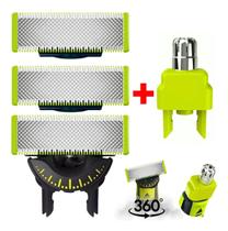 03 Laminas Refil 360 + Aparador Nasal P/ Philips Oneblade