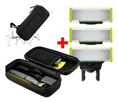 03 Lâminas Refil + Case Compac P/ Barbeador Oneblade Philips