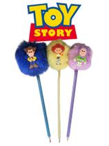 03 Lapis com pompom Toy Story Woody Buzzlightear Wendy esferográfica para lembrancinha brinde aniversário revenda reven
