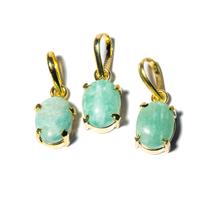 03 Mini Pingente Ponto de Luz Amazonita Cabochão na Garra 03 Mini Pingente Ponto de Luz Amazonita Cabochão na Garra