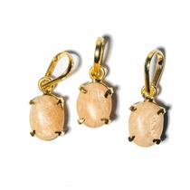 03 Mini Pingente Ponto de Luz Amazonita Pêssego Cabochão 03 Mini Pingente Ponto de Luz Amazonita Pêssego Cabochão