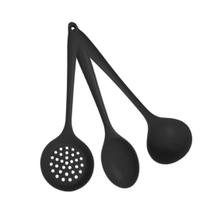 03 Mini Utensílios Colher de Arroz Concha e Escumadeira de Silicone para Cozinhar Misturar e Servir