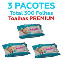 03 pacotes - toalhas umdecidas premium 100 folhas babydex - total 300 folhas
