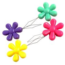 03 Passador Colocador Linha Em Agulha Costura Flor Coloridos