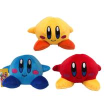 03 Pelúcias Kirby Azul Amarelo e Vermelho do Mario Bros